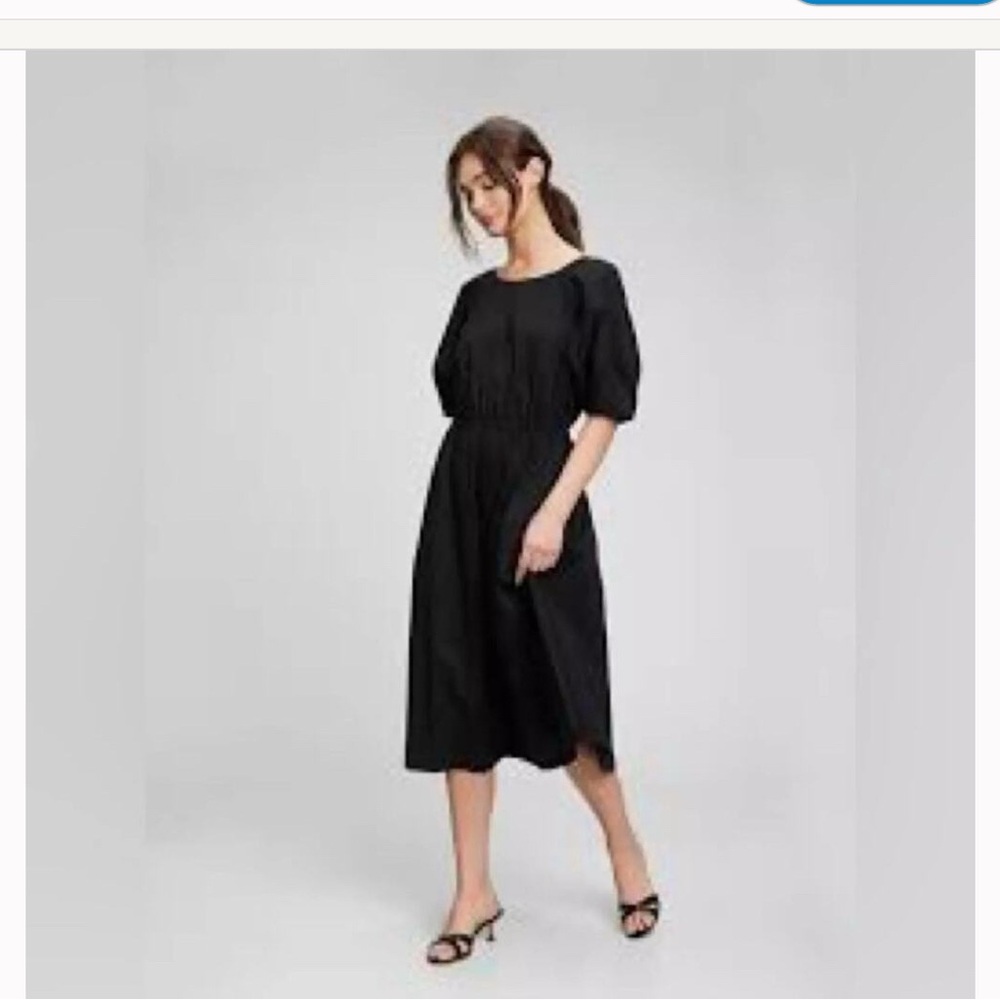 GAP Puff Sleeve Keyhole Midi Dress